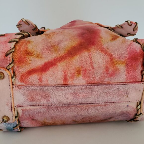 Kooba Mini Purse Handbag painted dyed Gold pink orange yellow red blue rainbow - Picture 8 of 13